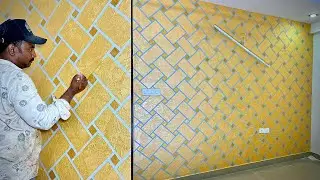 Wall texture zigzag bricks design | Wall Texture painting design