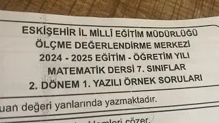 Eskişehir i.m.e.m ölçme değerlendirme merkezi 7. Sınıf 2. Dönem 1. Yazılı örnek soruları(2024-25)