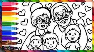 Dibuja y Colorea A Los Abuelos Con Sus Nietos 👵👴👧👦👦❤️🧡💛💚💙💜 🌈 Dibujos Para Niños