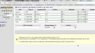 Creating Tables in phpMyAdmin