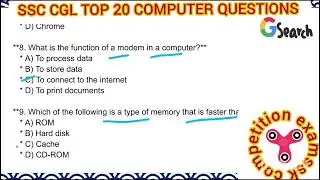 SSC CGL TOP 20 COMPUTER QUESTIONS ll competition examssk