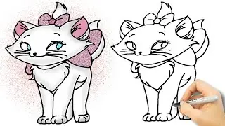 💗 Cómo dibujar a la adorable Gatita Marie de los Aristogatos!
