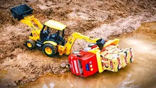 Tata Truck Accident Big River Pulling Out JCB ? ParleG Loading | Jcb Cartoon | AsaKheliba