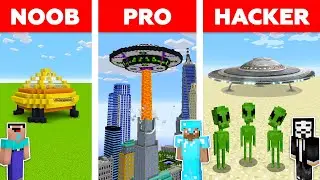 Minecraft NOOB vs PRO vs HACKER : ALIEN BASE CHALLENGE in minecraft / Animation