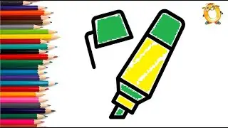 How to draw a marker. Coloring page/Drawing and painting for kids. Learn colors.