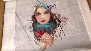 Фініш MarieBarber Old world floral/ продовжую Lanarte Дівчина в синіх квітах та ін 