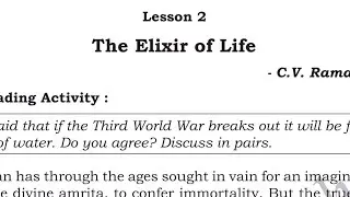 The Exilir of Life Summary Explanation in Hindi SSLC class 10