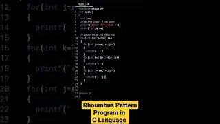 Rhoumbus Pattern Program in C Language | #shorts | #clanguage