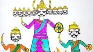 How to draw Ravan step by step easy drawing#ravan drawing logic less