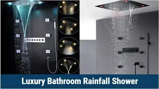 ceiling rain shower with led light colorful safe overhead waterfall shower