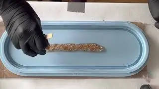 #517 EN: Super Long Slim Trinket Dish with Webeffect in Black & White | #epoxyresin