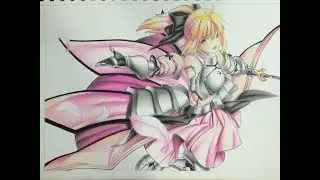 Sử dụng chì khô Marco Raffine vẽ gái anime (Saber lily)| Challenge: Using only Marco Raffine Pencils
