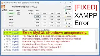 XAMPP Error: MySQL Shutdown Unexpectedly (Easy Fix)