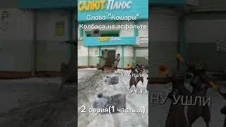 Слово Кошары колбаса на асфальте 