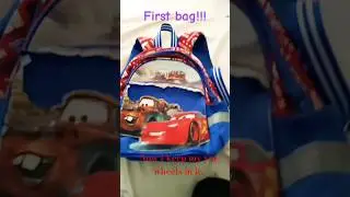First bag!!! Now I keep my hot wheels in it. #firstbag #bag #hotwheels