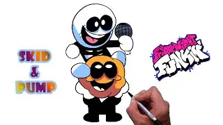 How to Draw Skid and Pump | Friday Night Funkin