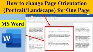 MS Word how to change Page Orientation (Portrait/Landscape) for One Page in Same Document. 
