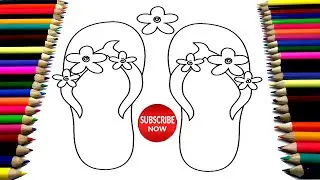 🐰Pelajari Menggambar dan Mewarnai Flip Flops Untuk Anak-anak🌈 Glitter Rainbow Sandals coloring🌷