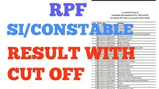 RPF - SI / CONSTABLE RESULT CUT OFF