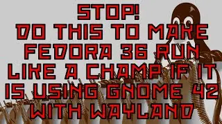STOP!  Do This To Make Fedora 36 on Linux Run Like A Champ If It Is Using Gnome 42 With Wayland