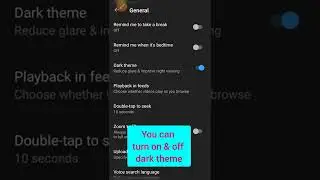 How To Enable Dark Mode On YOUTUBE  Android // Dark Mode ON & OFF ON Phone