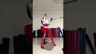 Queen 执老师 leather thigh boots and high heels