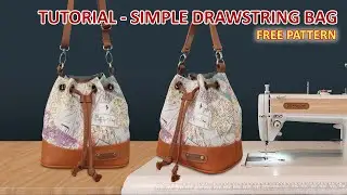 DIY Simple Drawstring Bag - Free Pattern and Tutorial - Cara Membuat Tas Serut