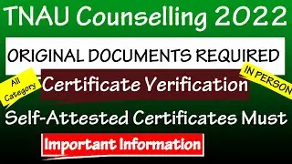 TNAU|TNAU Certificate Verification|Document Required for TNAU Counselling|TNAU Original Certificates