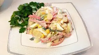 Салат за 5 минут 🥗. Вкусный, сочный салат 🍽️