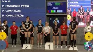 2^ GARA NAZIONALE DI POWERLIFTING CLASSIC FEMMINILE SUB JUNIOR , JUNIOR Cat. -57,-63 kg.