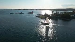Schooner Argia outbound from the Mystic River for an evening sunset sail