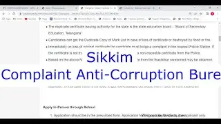 Sikkim - Register Complaint with Vigilance and Anti-Corruption Bureau