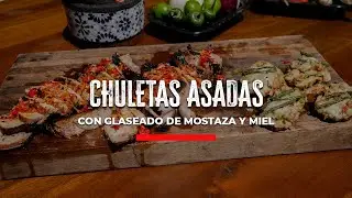 Chuletas asadas con glaseado de mostaza y miel