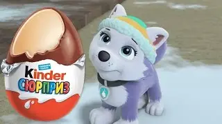 Paw Patrol Everest Zuma Marshal and Rubble find Kinder Surprise Kung Fu Panda stop motion
