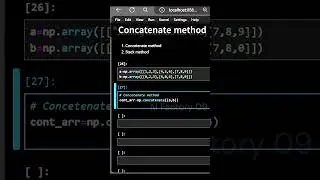 joining methods, concatenate, stacks for array in numpy with python #short #python #education #numpy