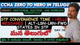STP CONVERGENCE TIME | HELLO MESSAGE | BLK-LSN-LRN-FWD STATES IN STP IN TELUGU | 
