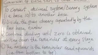 Conversion of base ten to other bases