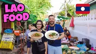 LAOS STREET FOOD 🇱🇦 Epic Morning Market Breakfast Tour in Luang Prabang with  