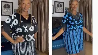 How to Cut and Sew a Kaftan/BuBu Dress with V-Shape Neckline and Fringe