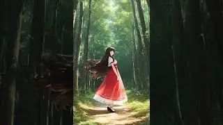 Девушка гуляет утром в лесу.