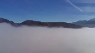 Slovenia. Bohinj. Bohinjska Bistrica. Dec 2023. Flight in fog. Potensic Atom SE