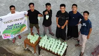 Bagi bagi takjil gratis menggunakan Drone di Desa