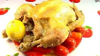 Курица с лимоном в духовке.   Рецепт запеченной курицы .
