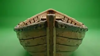 Professional Realistic Small Wooden Boat Green Screen