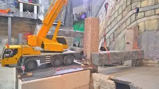 WITNESS THE POWER! 80 Tons of Granite Lifted by Liebherr LRT1100 and LTM 1055!