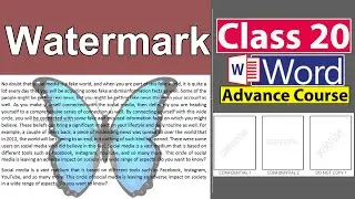 How to Insert (Picture & Text) Watermark in MS Word - Class no 20
