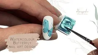 TUTORIAL  I  Watercolour/Aquarelle butterfly nail art design.
