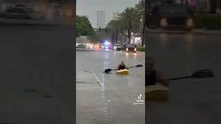 There was a storm in Miami, all the streets were flooded, but a means of floating was found!🤘#storm