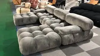Camaleonda grey velvet sofa 3 seat& ottoman B&B ITALIAN Mario Bellini design replica reproduction
