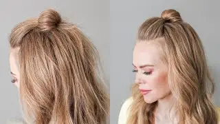 EASY HALFUP MINI BUN | Easy Hairstyles for Medium Long Hair